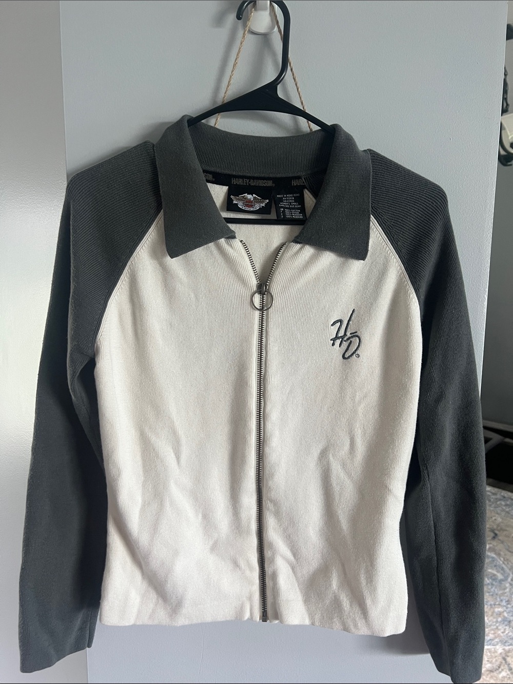 Harley-Davidson White and Gray Zip-Front Women's Jacket
